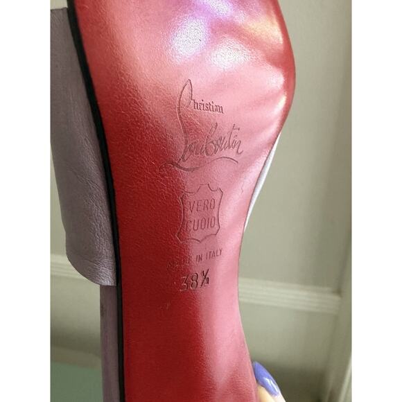 CHRISTIAN LOUBOUTIN Y2K 90s Vintage Kitten Heel Sandals Sz 38.6 Lavender Purple - Picture 6 of 9